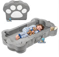 TF Foldable Toddler Travel Bed Modular Foam Floor Bed Washable Cover Grey Paw
