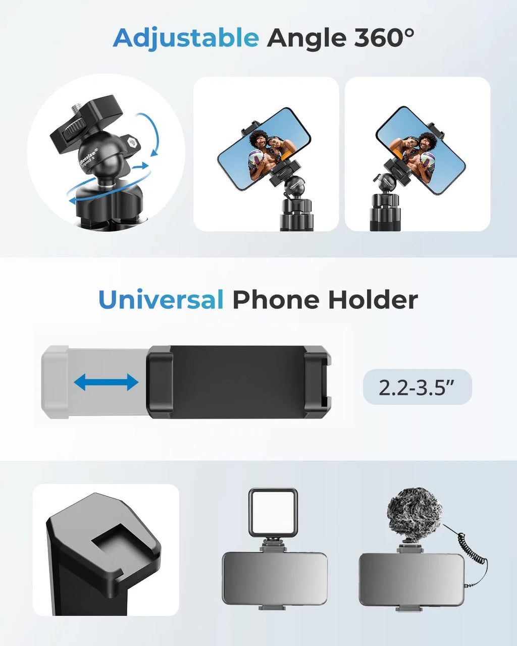 UBeesize Phone Tripod Pro S, Flexible Stand with Wireless Remote, Camera GoPro